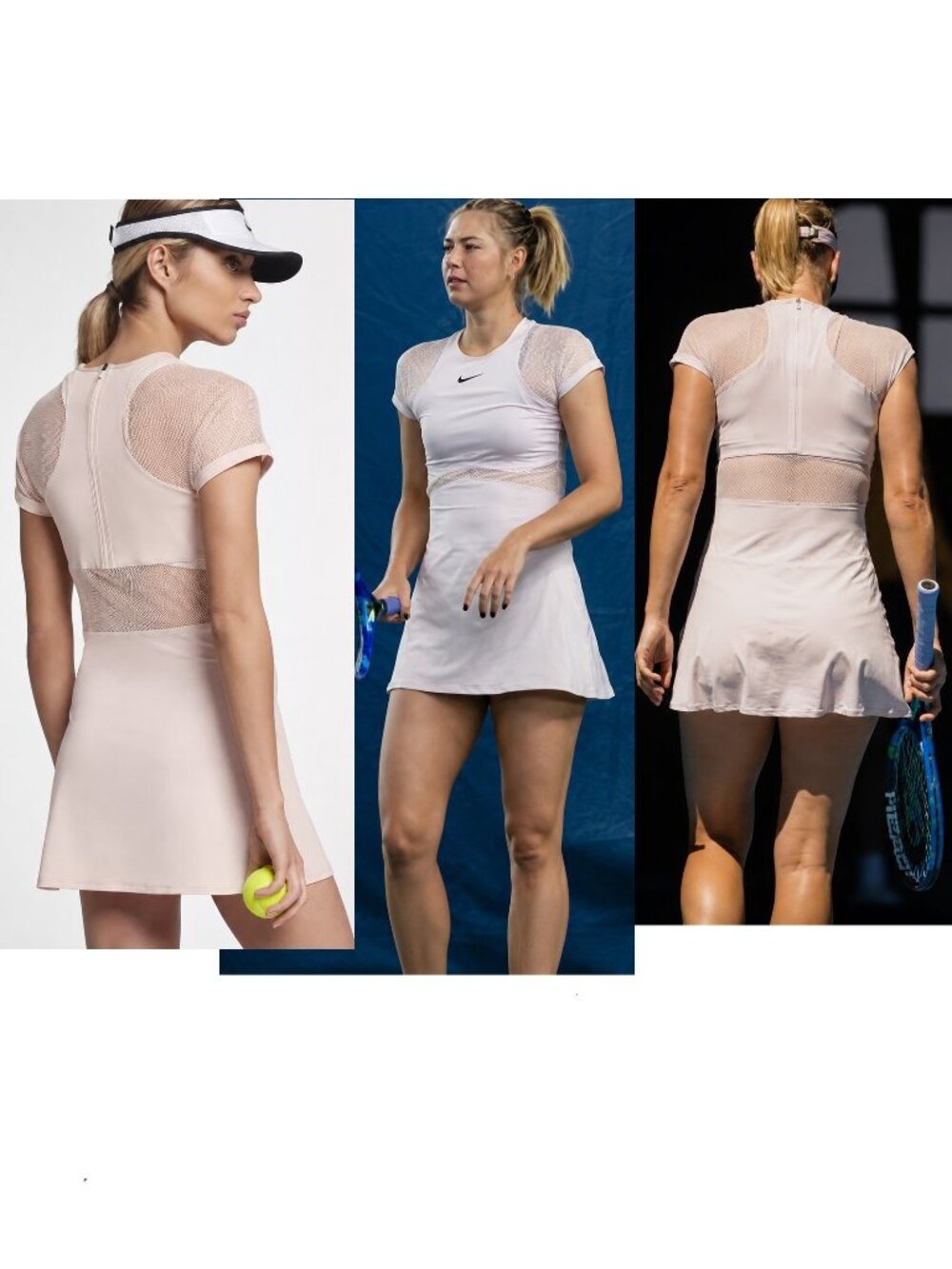 Nwt Nike Flirty Maria Sharapova Tennis Dress w/ ZIPPER S Small - Barely Rose
